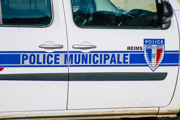 Reims France Жовтня 2020 Вид Французький Поліцейський Автомобіль Припаркований Перед — стокове фото