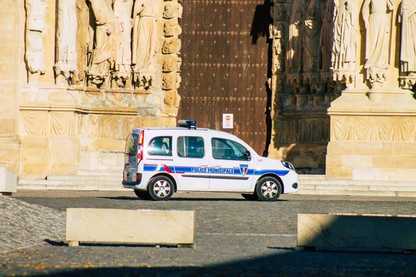 Reims France Жовтня 2020 Вид Французький Поліцейський Автомобіль Припаркований Перед — стокове фото