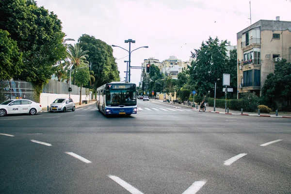 Tel Aviv Israel Noviembre 2020 Vista Autobús Público Israelí Conduciendo — Foto de Stock