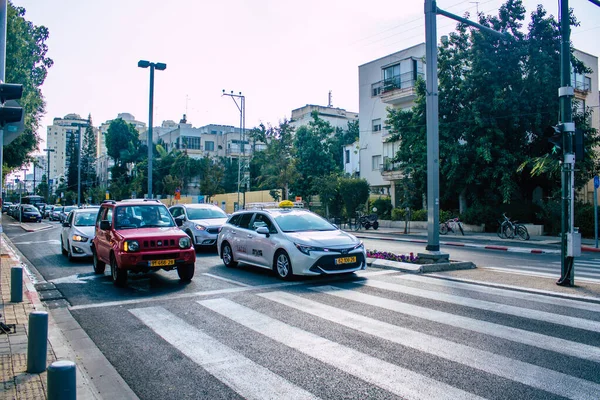 Tel Aviv Israel Noviembre 2020 Vista Taxi Tradicional Israelí Conduciendo — Foto de Stock