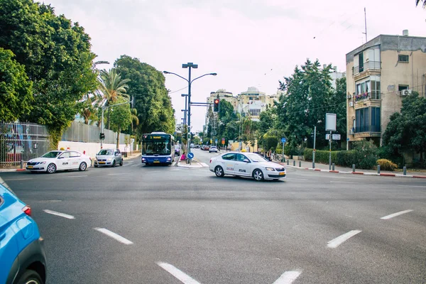 Tel Aviv Israel Noviembre 2020 Vista Taxi Tradicional Israelí Conduciendo — Foto de Stock