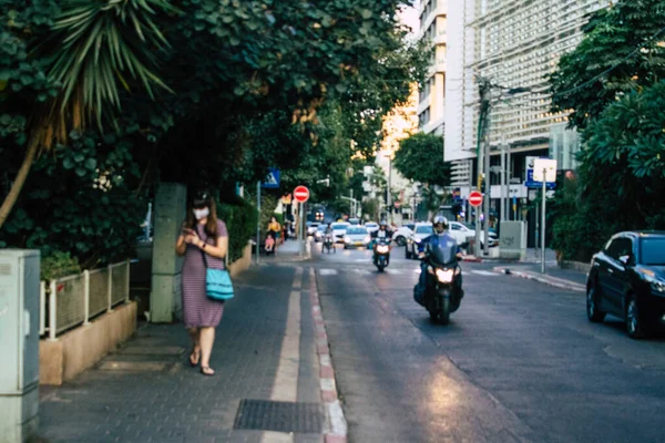 Tel Aviv Israel November 2020 Visa Oidentifierade Människor Rullar Gatorna — Stockfoto