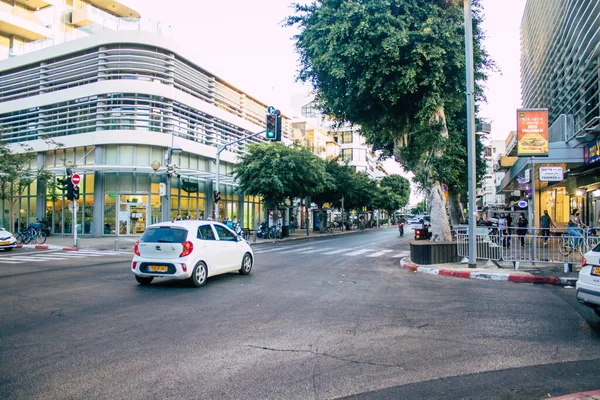 Tel Awiw Izrael Listopad 2020 Widok Ruchu Miejskiego Ulicach Tel — Zdjęcie stockowe