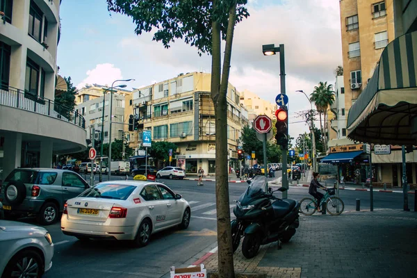 Tel Aviv Israel Novembro 2020 Vista Táxi Tradicional Israelense Dirigindo — Fotografia de Stock