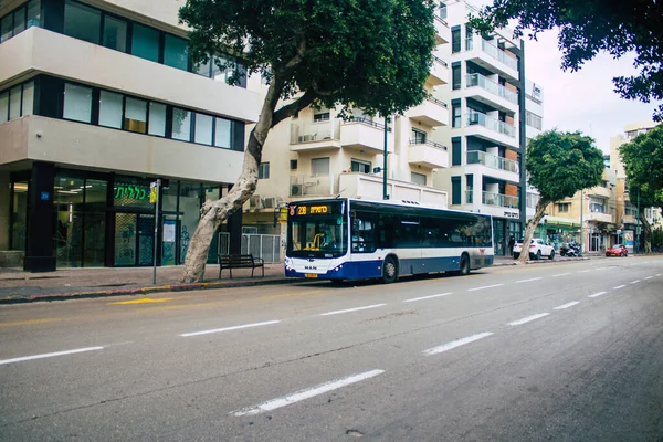 Tel Aviv Israel Novembro 2020 Vista Ônibus Público Israelense Dirigindo — Fotografia de Stock