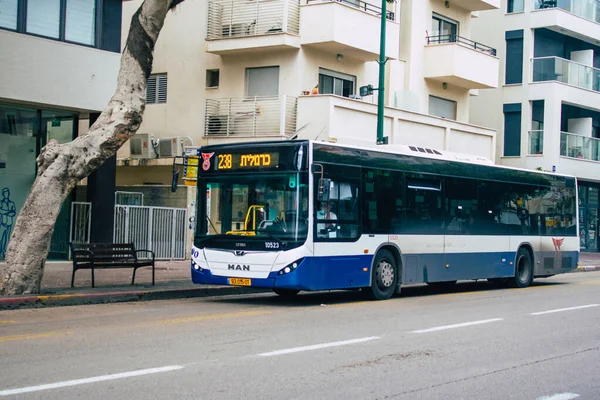 Tel Aviv Israel Novembro 2020 Vista Ônibus Público Israelense Dirigindo — Fotografia de Stock