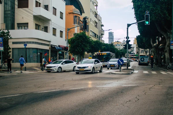 Tel Aviv Israel Noviembre 2020 Vista Taxi Tradicional Israelí Conduciendo — Foto de Stock