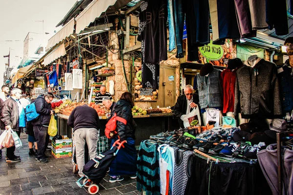 Jerusalem Israel May 2019 View Unidentified People Shopping Mahane Yehuda — Stock Photo, Image