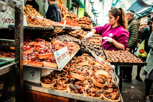 Jerusalem Israel May 2019 View Unidentified People Shopping Mahane Yehuda — Stock Photo, Image