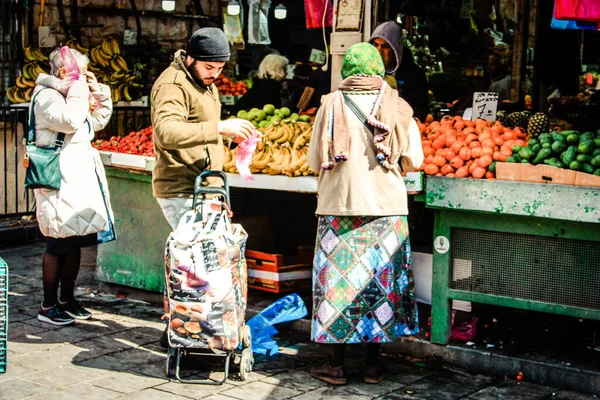 Jerusalém Israel Maio 2019 Vista Pessoas Não Identificadas Comprando Mercado — Fotografia de Stock