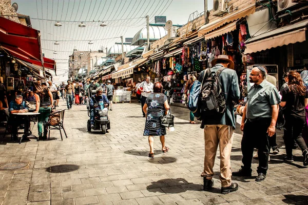 Jerusalén Israel Mayo 2019 Vista Personas Identificadas Comprando Mercado Mahane — Foto de Stock