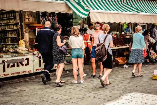 Jerusalem Israel May 2019 View Unidentified People Shopping Mahane Yehuda — Stock Photo, Image