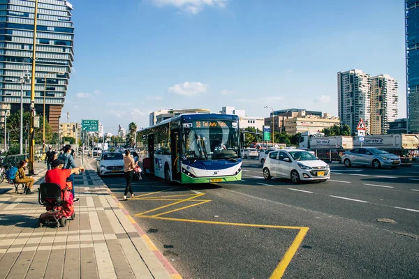 Tel Aviv Israel Noviembre 2020 Vista Autobús Público Israelí Conduciendo —  Fotos de Stock