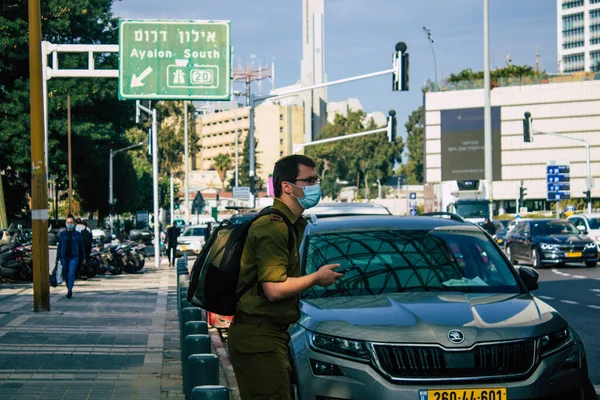 Tel Aviv Israel Noviembre 2020 Vista Una Persona Israelí Identificada —  Fotos de Stock