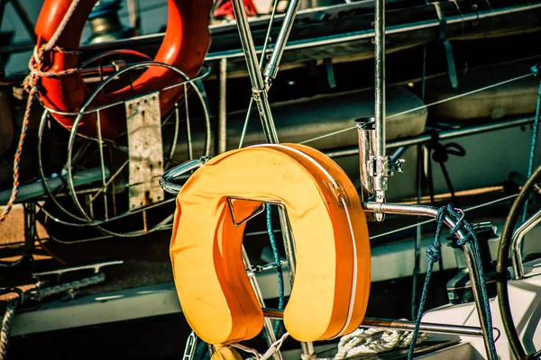 Closeup Boat Moored Marina — Stock Photo, Image