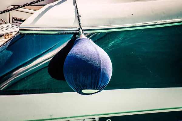 Closeup Boat Moored Marina — Stock Photo, Image