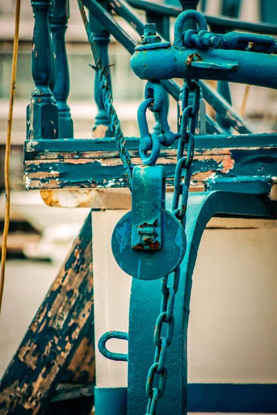 Closeup Boat Moored Marina — Stock Photo, Image