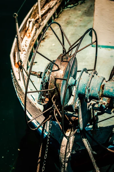 Closeup Boat Moored Marina — Stock Photo, Image