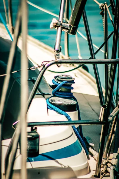 Gros Plan Bateau Amarré Dans Marina — Photo