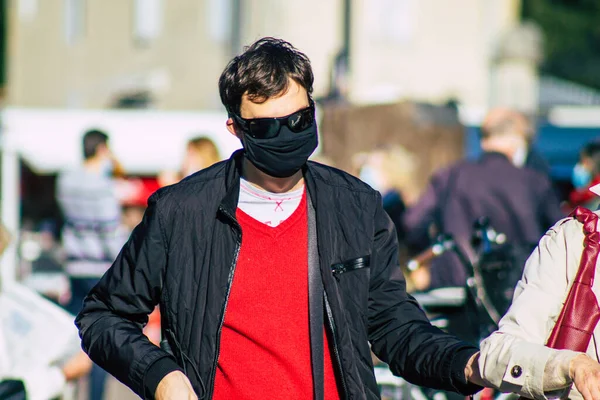 Reims France November 2020 Portrait Unidentified People Face Mask Shopping — Stock Photo, Image