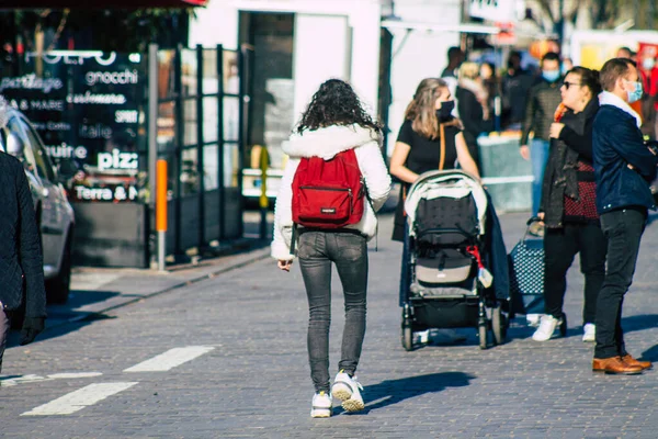 Reims Francia Noviembre 2020 Vista Personas Identificadas Con Una Máscara — Foto de Stock