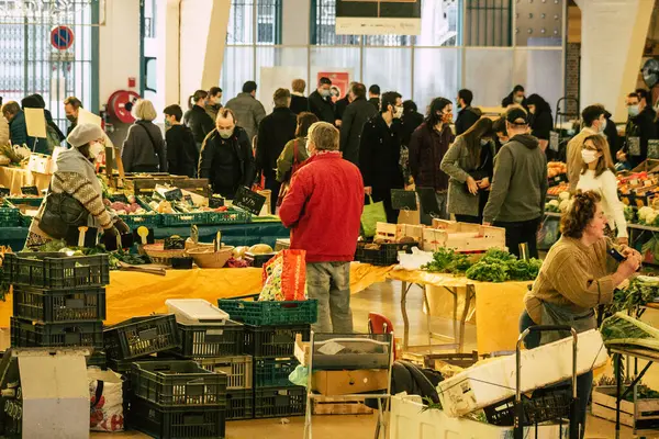 Reims Frankreich November 2020 Blick Auf Nicht Identifizierte Personen Mit — Stockfoto