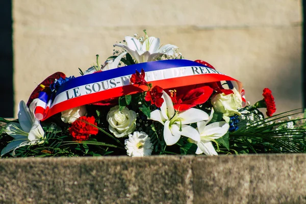 Reims Frankrijk November 2020 Sluiting Van Bloemenkrans Bij Herdenking Van — Stockfoto