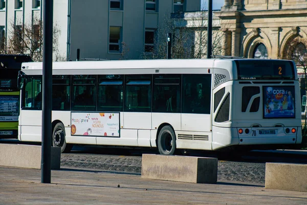 Reims France Listopada 2020 Widok Tradycyjnego Autobusu Miejskiego Dla Pasażerów — Zdjęcie stockowe