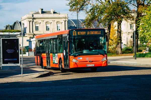 Reims France Листопада 2020 Вид Традиційний Міський Автобус Пасажирів Їдуть — стокове фото