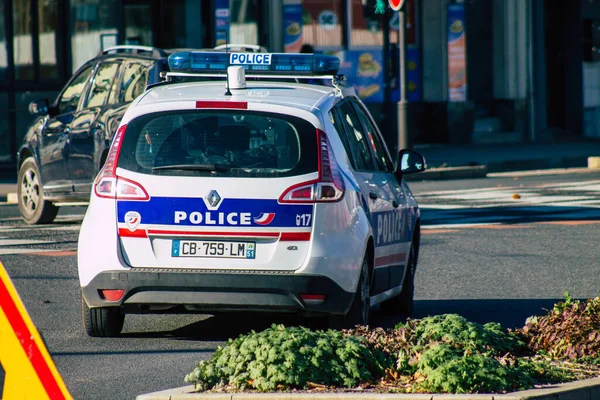 Reims França Novembro 2020 Vista Carro Policial Francês Tradicional Rolando — Fotografia de Stock