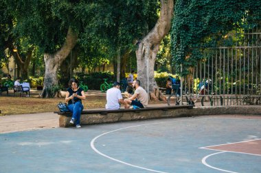 Tel Aviv İsrail 15 Kasım 2020 İsrail, İsrail 'i vuran Coronavirus salgını sırasında Tel Aviv' in halk bahçesinde eğlenen kimliği belirsiz İsrail halkının görüntüsü