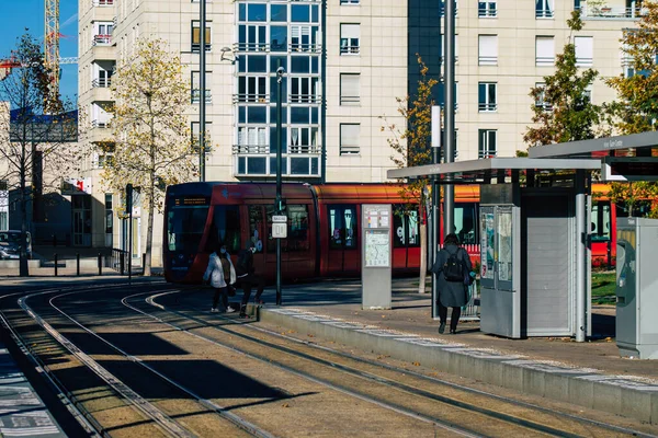 Reims France Novembre 2020 Vue Tramway Électrique Moderne Pour Les — Photo