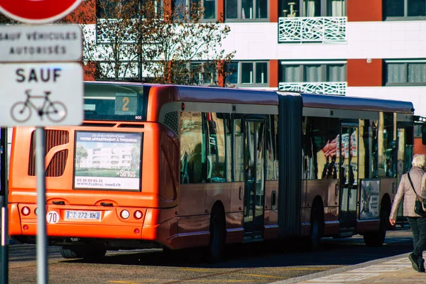 Reims França Novembro 2020 Vista Ônibus Urbano Tradicional Para Passageiros — Fotografia de Stock