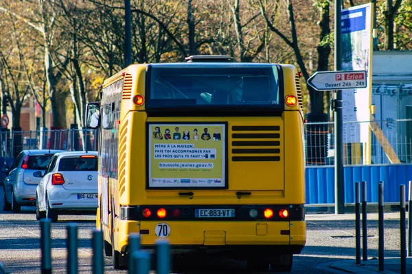 Reims France November 2020 View Traditional City Bus Passengers Driving — Stock Photo, Image