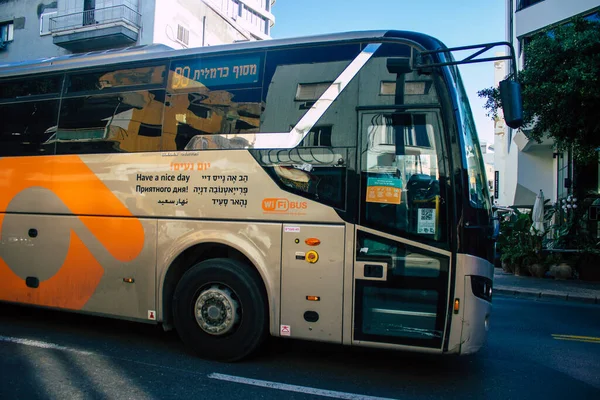 Тель Авів Ізраїль Листопада 2020 Вид Ізраїльський Громадський Автобус Їде — стокове фото