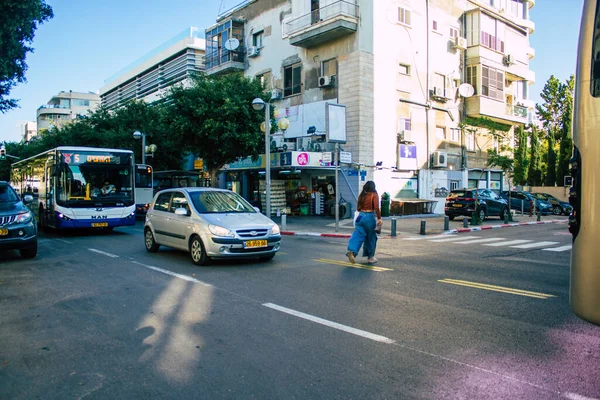 Tel Awiw Izrael Listopad 2020 Widok Izraelskiego Autobusu Jadącego Ulicami — Zdjęcie stockowe