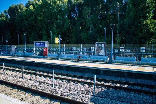 Tel Aviv Israel Novembro 2020 Vista Plataforma Estação Ferroviária Cidade — Fotografia de Stock