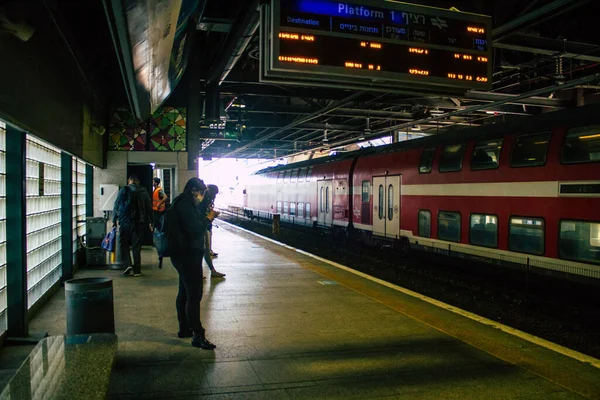 Tel Aviv Israele Novembre 2020 Veduta Della Piattaforma Della Stazione — Foto Stock