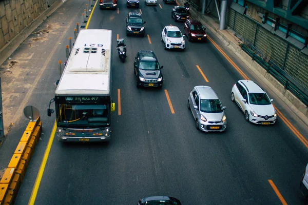 Tel Aviv Israele Novembre 2020 Veduta Del Traffico Cittadino Nelle — Foto Stock