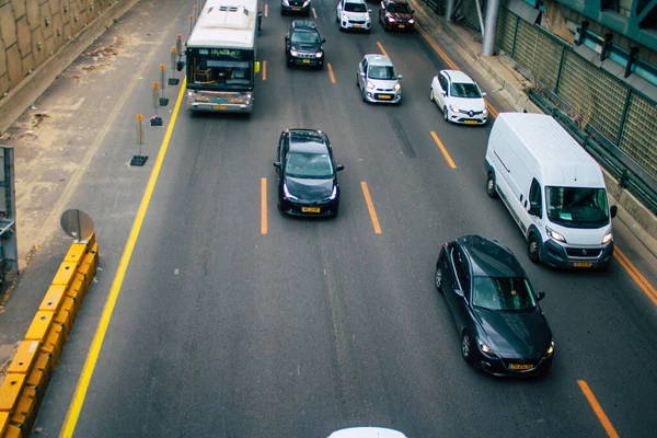 Tel Aviv Israele Novembre 2020 Veduta Del Traffico Cittadino Nelle — Foto Stock