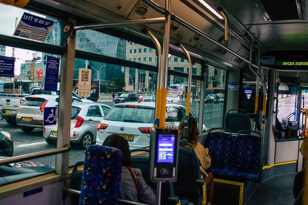 Tel Aviv Israele Novembre 2020 All Interno Autobus Pubblico Israeliano — Foto Stock