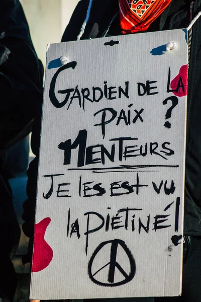 Reims France November 2020 View Unidentified Protesters New Global Security — 스톡 사진