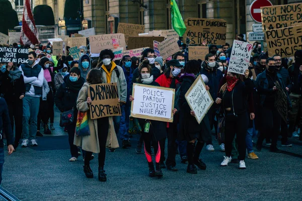 Reims Frankrijk November 2020 Visie Niet Geïdentificeerde Demonstranten Die Protesteren — Stockfoto