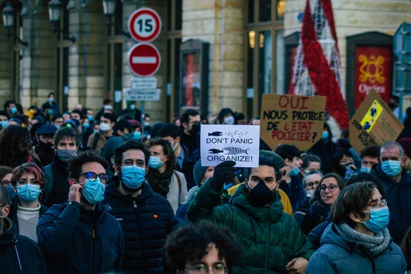 Reims Frankrijk November 2020 Visie Niet Geïdentificeerde Demonstranten Die Protesteren — Stockfoto