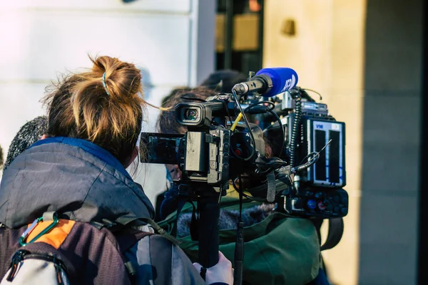 Reims France November 2020 Journalists Covering Trip Jean Castex Bruno — Stock Photo, Image