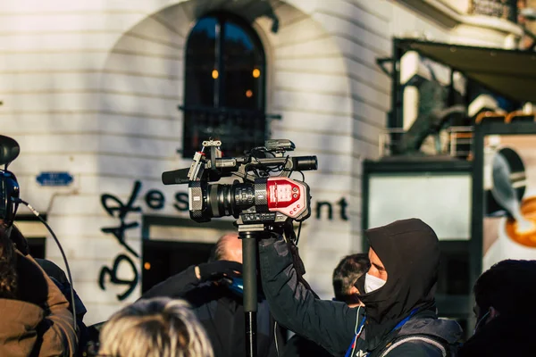 Reims France November 2020 Journalists Covering Trip Jean Castex Bruno — Stock Photo, Image