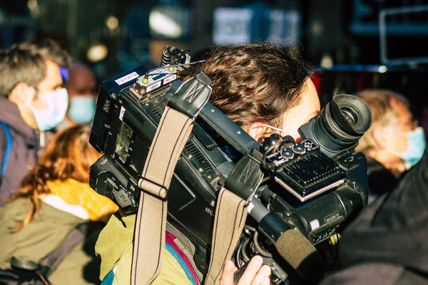 Reims France November 2020 Journalists Covering Trip Jean Castex Bruno — Stock Photo, Image