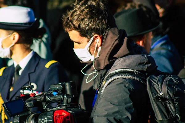 Reims France Novembre 2020 Giornalisti Sul Viaggio Jean Castex Bruno — Foto Stock