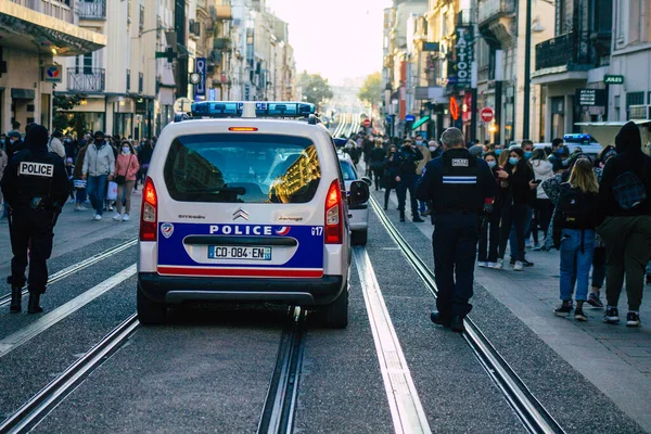 Fransa Kasım 2020 Coronavirus Salgını Sırasında Fransız Polis Arabasının Tarihi — Stok fotoğraf