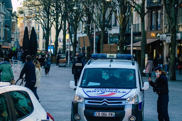 Reims Francia Noviembre 2020 Vista Del Coche Policía Francés Rodando — Foto de Stock